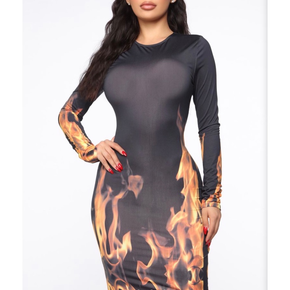 Fire Long Sleeve Dress